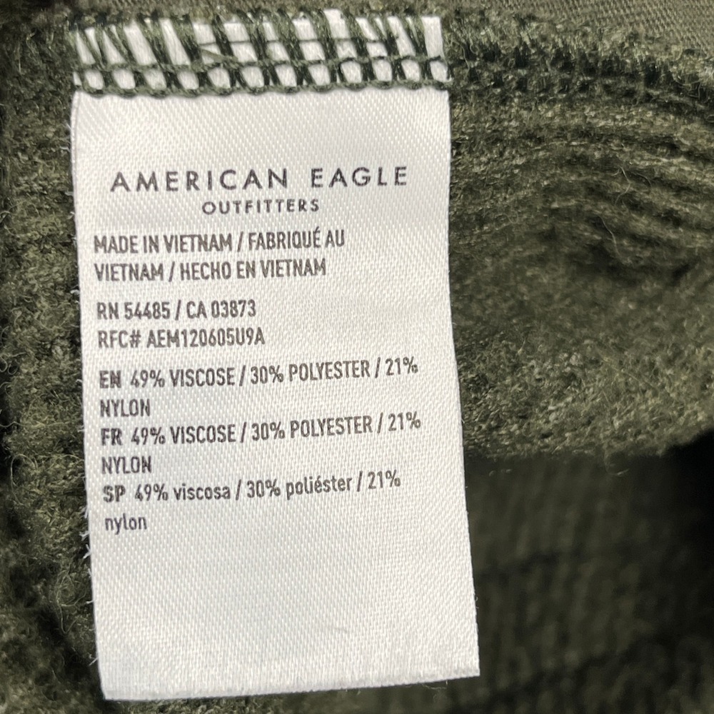 American Eagle Flare Pants Womens Olive Green Waffle Knit High Rise Lounge XS - Picture 9 of 13